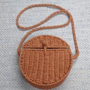 Pull&Bear Woven Brown Crossbody Bag
